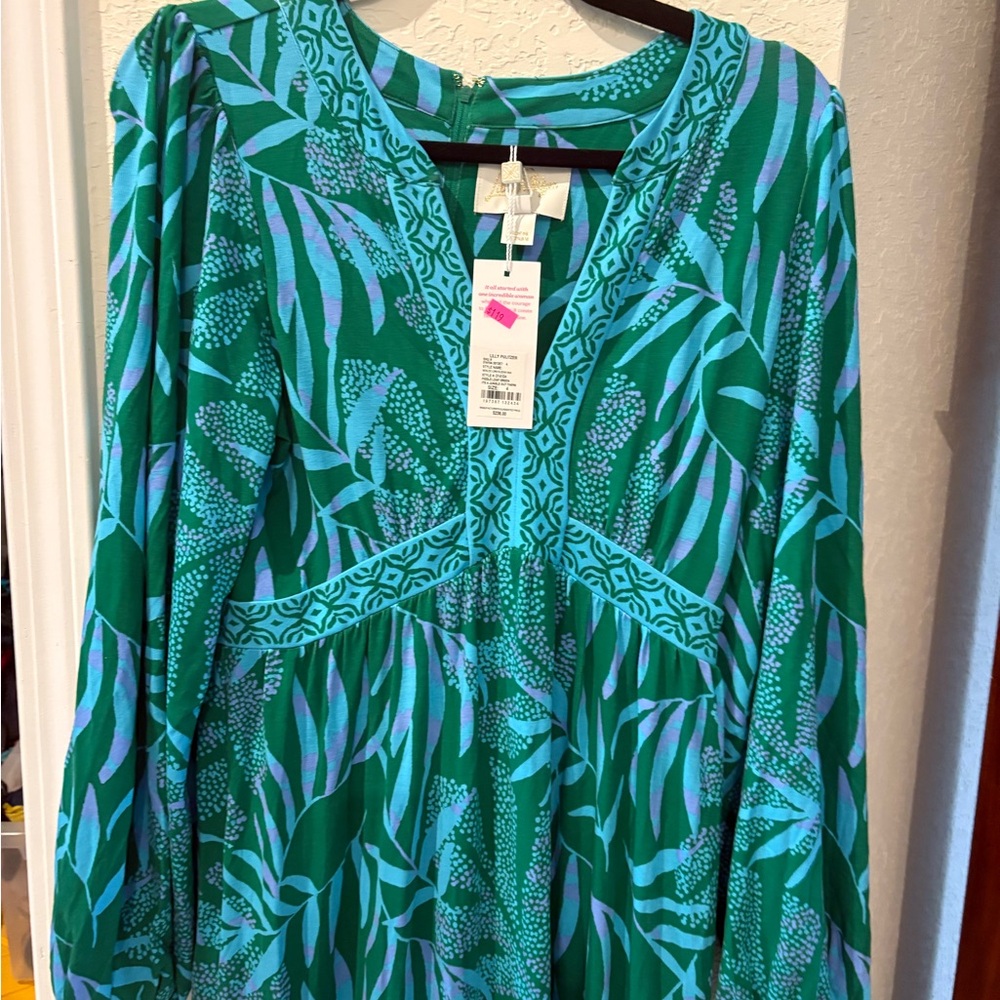 Lilly Pulitzer Tropical Green and  blueMaxi Dress - Picture 8 of 9